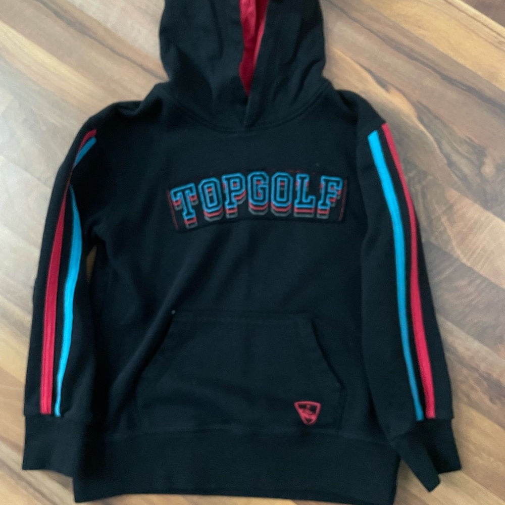 Kids TopGolf Hoodie with Red and Blue Stripes